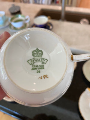 Aynsley Light Blue and Gold Bone China Cup & Saucer