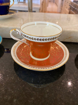Aynsley Red and Gold Bone China Cup & Saucer