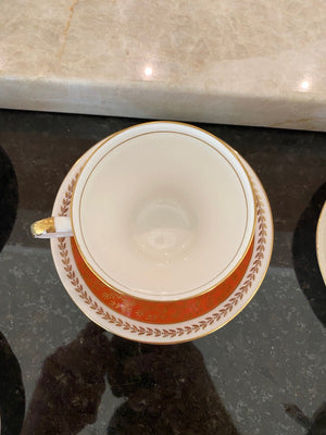 Aynsley Red and Gold Bone China Cup & Saucer