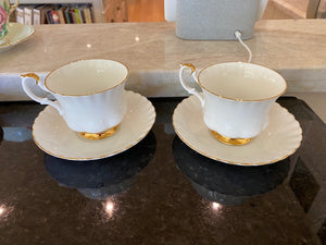 2 Royal Albert Val D'or Bone China Cups & Saucers
