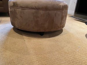 Round Brown Microsuede Ottoman
