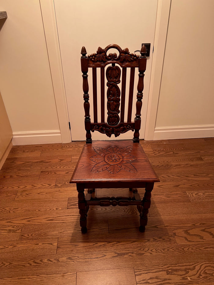 Ornate Carved Wood Antique Accent Chair