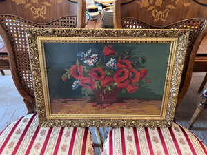 Gold Framed Needlepoint- Roses