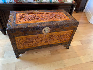 Large Dong Yang Carved Oriental Trunk