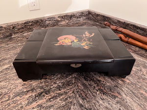 Black Oriental Style Wood Jewellery Box
