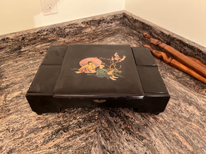 Black Oriental Style Wood Jewellery Box