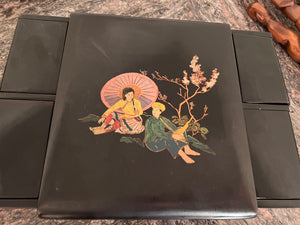 Black Oriental Style Wood Jewellery Box