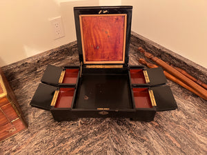 Black Oriental Style Wood Jewellery Box
