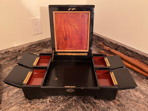 Black Oriental Style Wood Jewellery Box