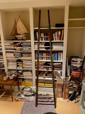 Vintage Leaning Library Wood Ladder