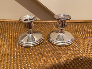 Pair of Birks Sterling Silver Short Weighted Candle Holders