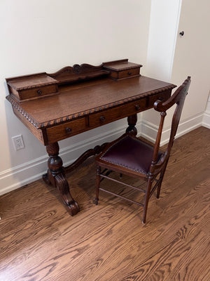 Antique Mission Oak Writing Desk + Chair
