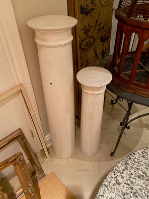 2 Wood, White Painted Column Stands