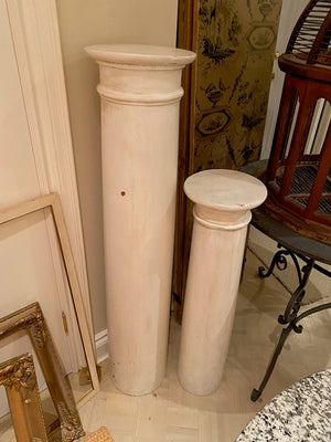 2 Wood, White Painted Column Stands