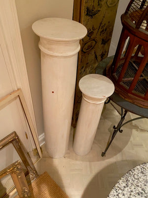 2 Wood, White Painted Column Stands