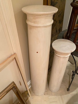 2 Wood, White Painted Column Stands