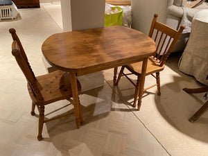 Vintage Wood Kid's Table + 2 Chairs