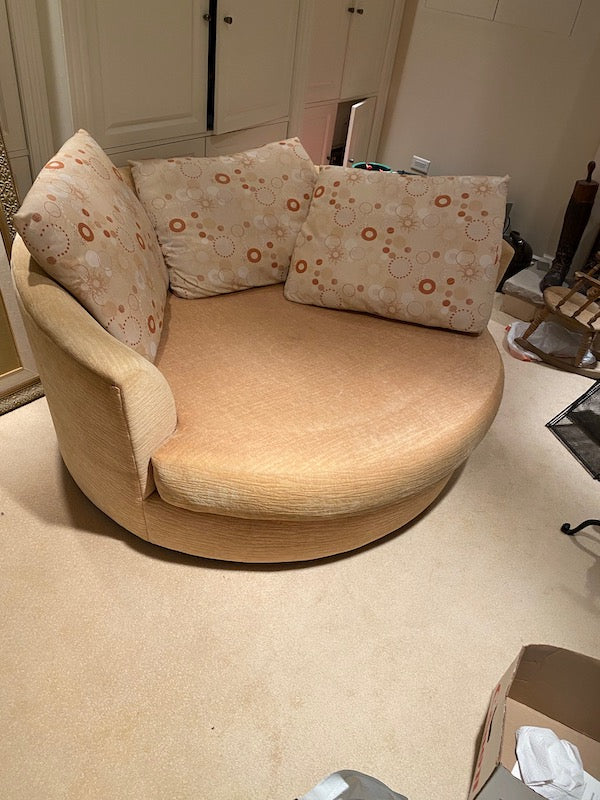 Beige Round Cuddler Chair