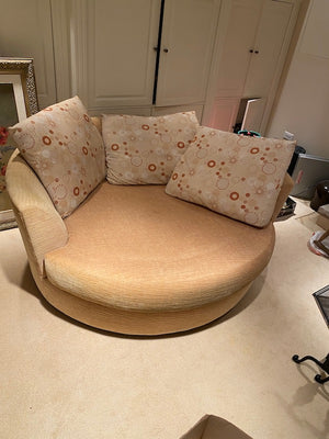 Beige Round Cuddler Chair