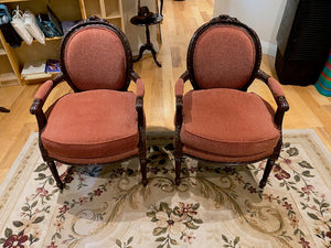 2 Wood Carved French Style Armchairs