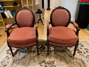 2 Wood Carved French Style Armchairs
