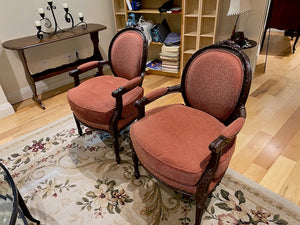 2 Wood Carved French Style Armchairs