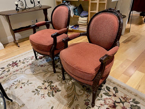 2 Wood Carved French Style Armchairs