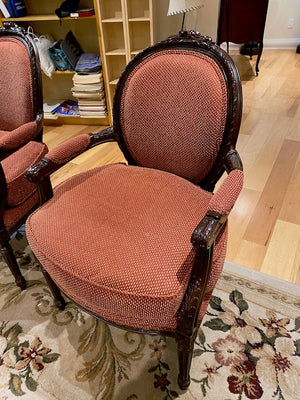 2 Wood Carved French Style Armchairs