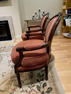 2 Wood Carved French Style Armchairs