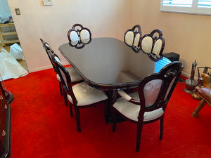 Vintage Mahogany Dining Table + 6 Chairs (veneer finish), Made in Italy