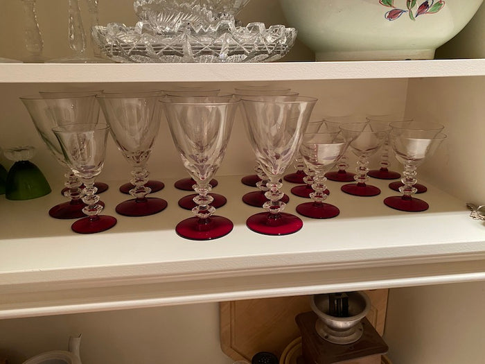Glassware Lot, Red Base