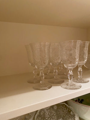 10 Crystal Short Wine Glasses