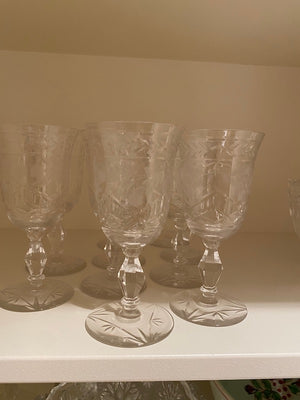 10 Crystal Short Wine Glasses