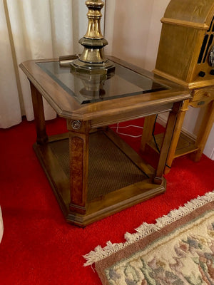 Pair of Vintage Wood & Glass Sides Tables