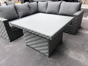 InsideOut Patio Sectional with Adjustable Cocktail Table- Grey