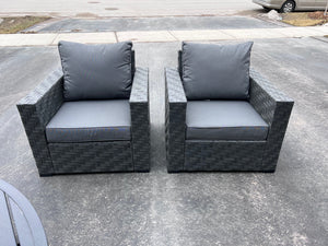 2 InsideOut Patio Club Chairs- Grey (*match sectional in previous lot)