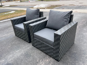 2 InsideOut Patio Club Chairs- Grey (*match sectional in previous lot)