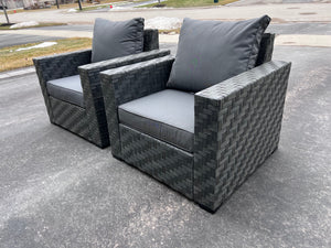 2 InsideOut Patio Club Chairs- Grey (*match sectional in previous lot)