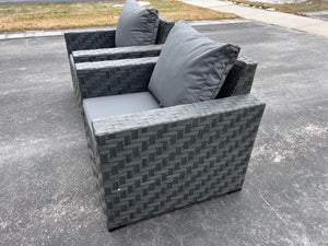 2 InsideOut Patio Club Chairs- Grey (*match sectional in previous lot)