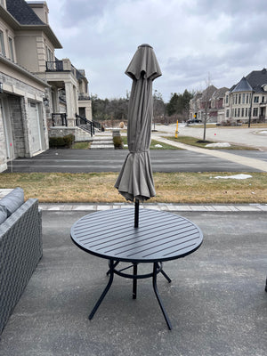 Round Patio Dining Table + Umbrella