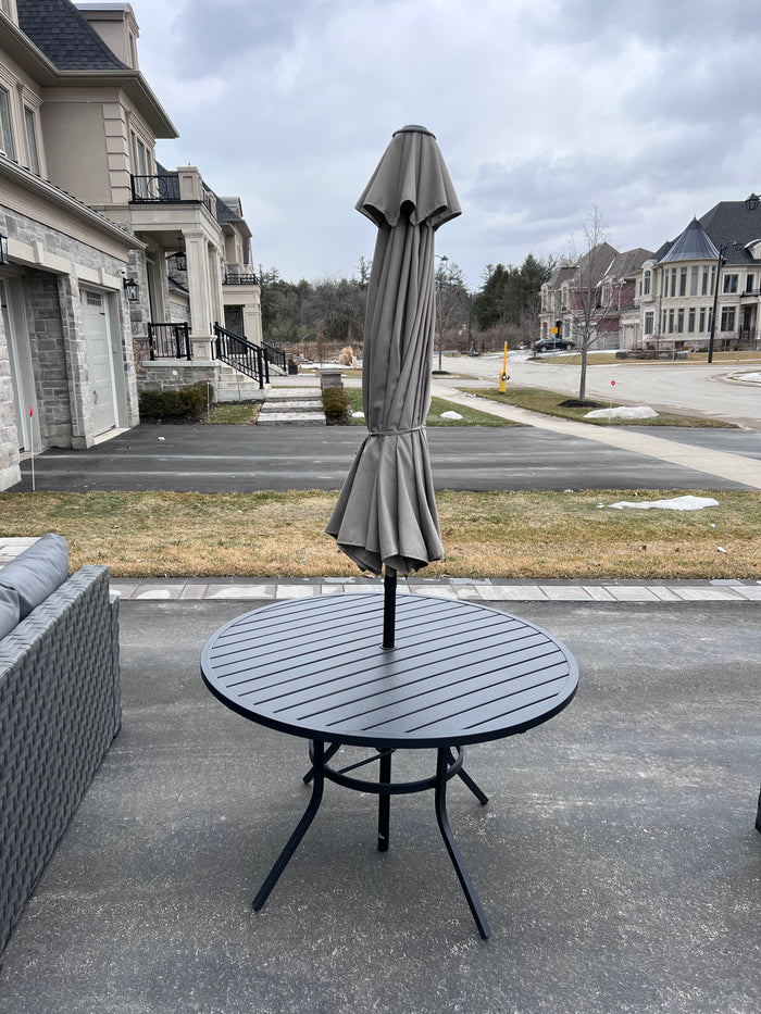 Round Patio Dining Table + Umbrella