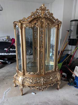 'Paradise Home Decor Furniture' Gold Wood Carved Large Cabinet