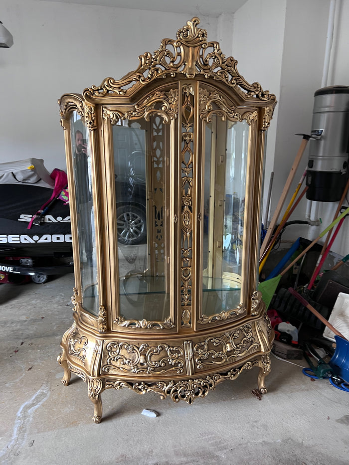 'Paradise Home Decor Furniture' Gold Wood Carved Large Cabinet