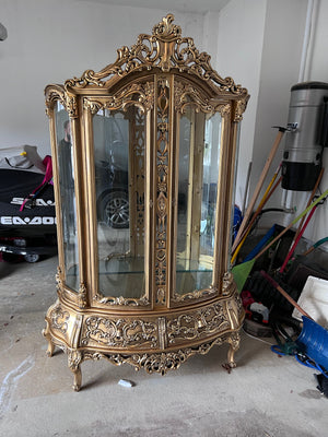 'Paradise Home Decor Furniture' Gold Wood Carved Large Cabinet