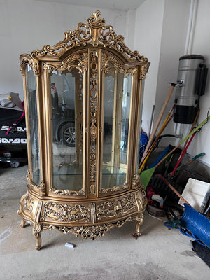 'Paradise Home Decor Furniture' Gold Wood Carved Large Cabinet