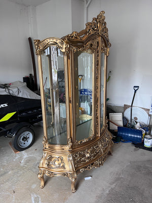 'Paradise Home Decor Furniture' Gold Wood Carved Large Cabinet