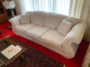 Vintage Cream Upholstered 3-Seater Sofa