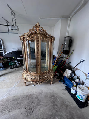 'Paradise Home Decor Furniture' Gold Wood Carved Large Cabinet