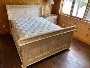 "Drexel Heritage" White Distressed Queen Bed Frame