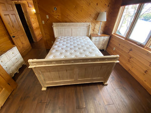 "Drexel Heritage" White Distressed Queen Bed Frame